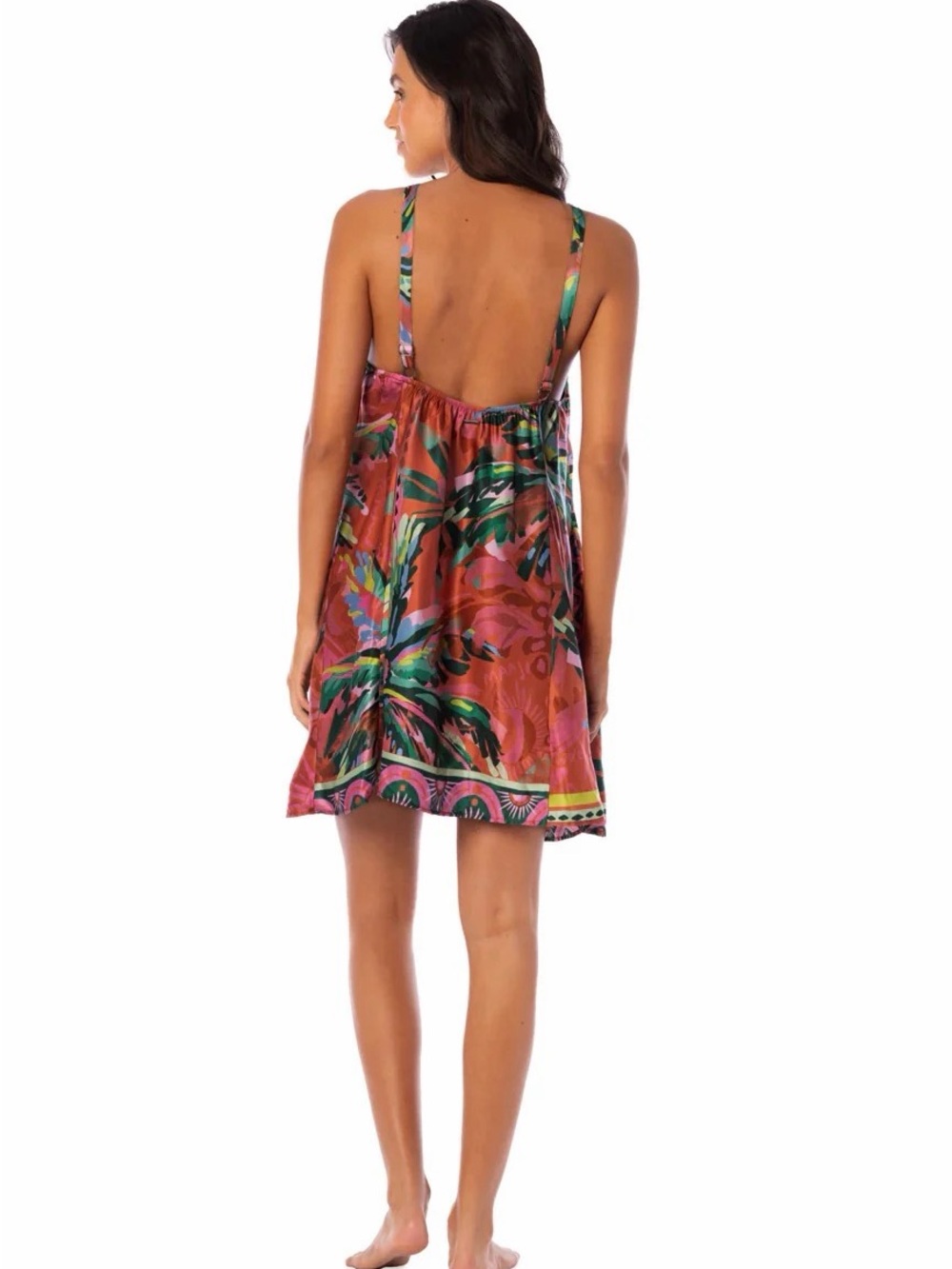 Maaji Lusine Flame Palms Mini Dress M Tropical Resort Vacation Boho